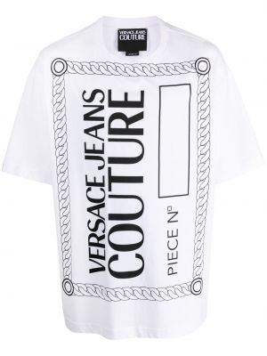 Tricou din bumbac cu imagine Versace Jeans Couture alb