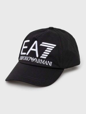 Памучна шапка с козирки с апликация Ea7 Emporio Armani черно