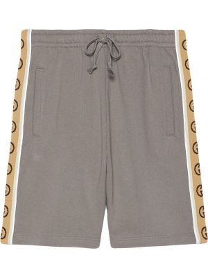 Pantalones cortos deportivos a rayas Gucci gris