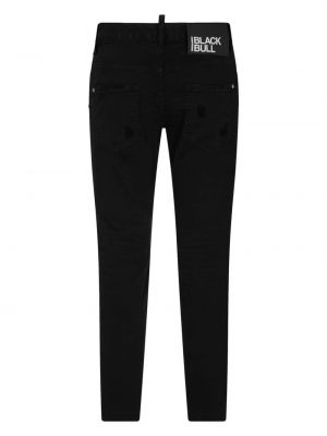 Slim fit skinny džíny s oděrkami Dsquared2 černé