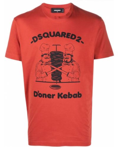 Памучна тениска с принт Dsquared2 оранжево