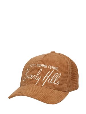 Pamučna samt kapa Homme + Femme La smeđa