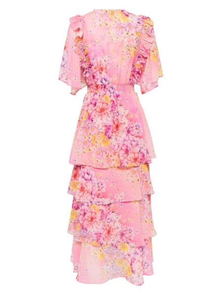 Sukienka midi w kwiatki z nadrukiem Hale Bob różowy
