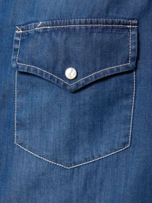 Памучна дънкова риза Brunello Cucinelli синьо