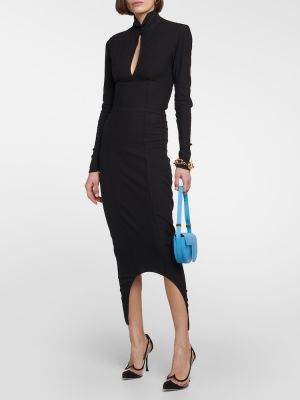 Vestido midi de tela jersey Patou negro