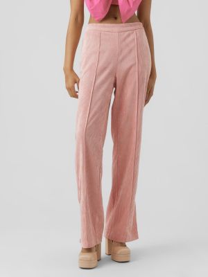 Pantaloni largi Vero Moda Collab roz