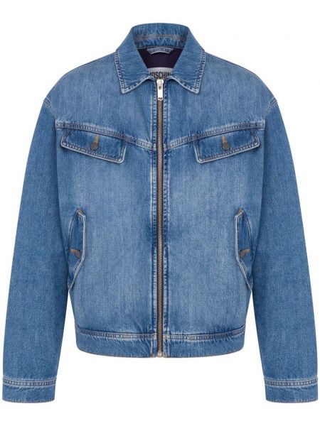 Lange jacke mit reißverschluss Moschino blau