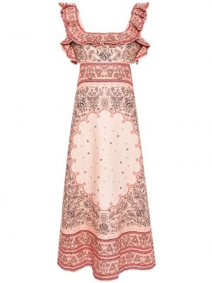Midi šaty Zimmermann růžové