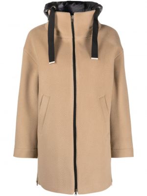 Kabát na zips s kapucňou Herno béžová