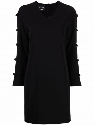 Hedvábné mini šaty s mašlí na zip Boutique Moschino - černá