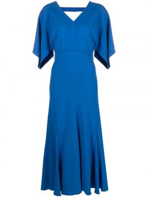 Drapiruotas midi suknele Victoria Beckham mėlyna