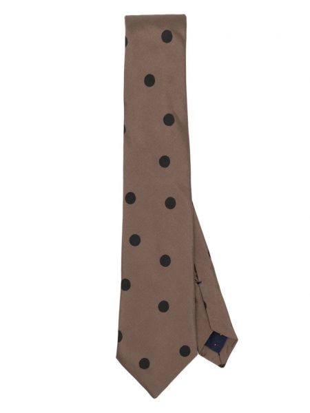 Pikčasta svilena kravata Paul Smith rjava