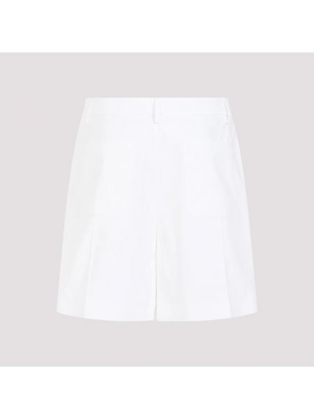 Pantalones cortos de algodón plisados Valentino blanco