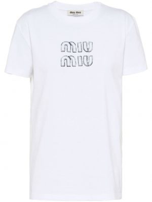 T-shirt ricamato Miu Miu bianco