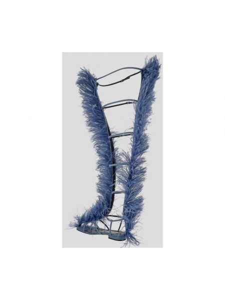 Sandalias con plumas de algodón de plumas Sergio Rossi azul