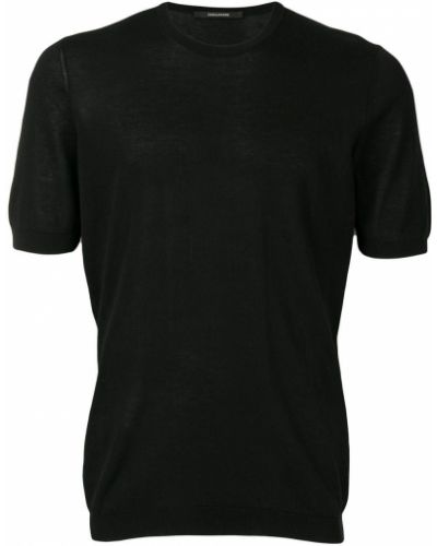 Camiseta slim fit de cuello redondo Tagliatore negro