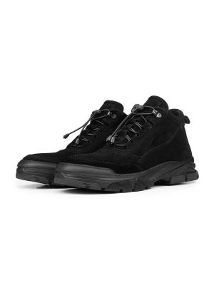 Кожаные замшевые ботинки на шнуровке Ducavelli черные