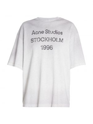 Хлопковая футболка с принтом Acne Studios серая