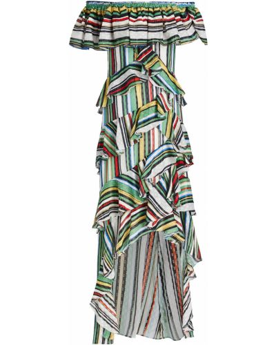 Шифоновое платье миди в полоску Badgley Mischka