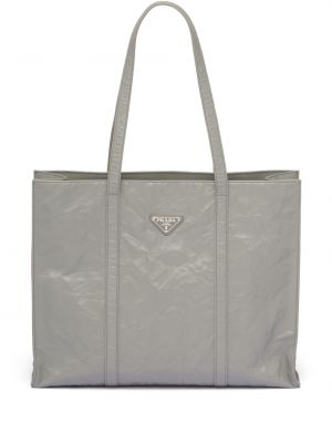 Shopper en cuir Prada gris