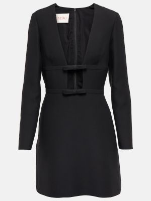 Mini vestido de lana de seda Valentino negro