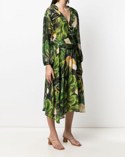 Midi šaty s potiskem s tropickým vzorem Liu Jo zelené