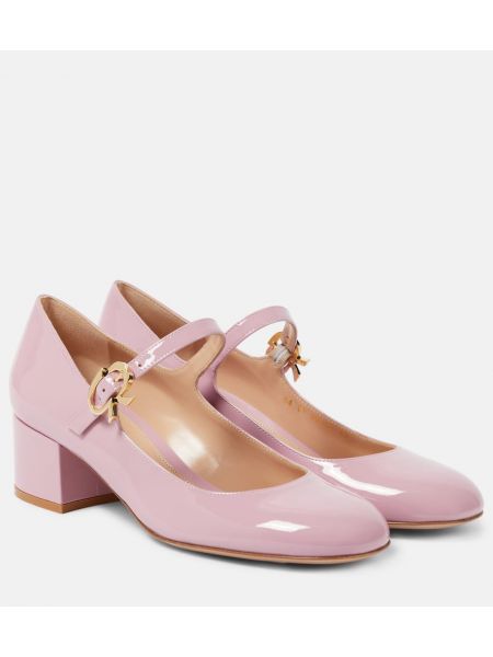 Кожени полуотворени обувки от лакирана кожа Gianvito Rossi розово