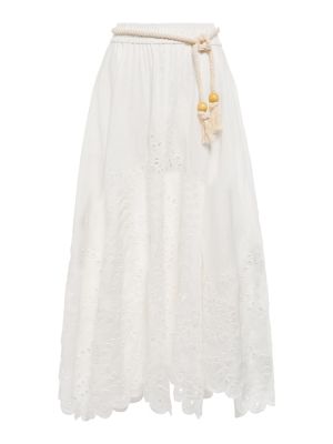 Lněné dlouhá sukně Zimmermann bílé