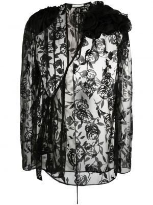 Bluză de mătase cu model floral din dantelă Magda Butrym negru