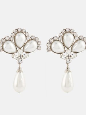 Σκουλαρίκια με μαργαριτάρια με πετραδάκια Alessandra Rich ασημί