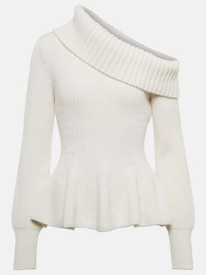 Кашмирен вълнен пуловер Alexander Mcqueen бяло