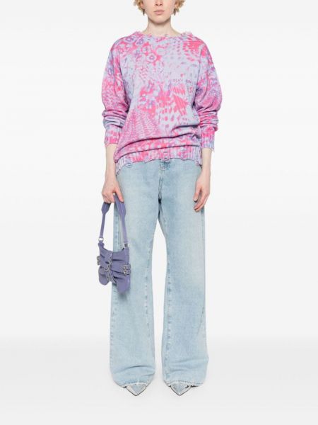 Abstrakter strickpullover aus baumwoll mit print Versace Jeans Couture