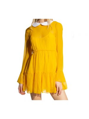 Mini vestido de seda de gasa Gucci amarillo