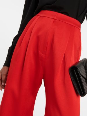 Saténové kalhoty s vysokým pasem Alex Perry červené