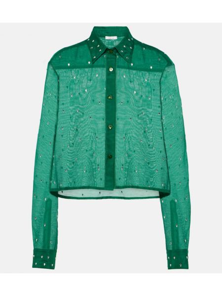 Chemise en soie en coton en cristal Oséree vert