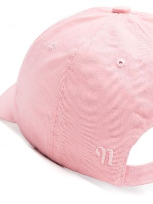 Medvilninis siuvinėtas kepurė su snapeliu Nanushka rožinė