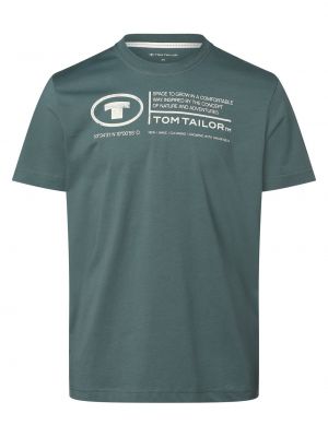 Koszulka bawełniana z nadrukiem Tom Tailor zielona