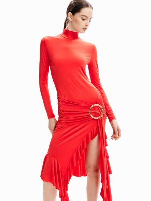 Midi šaty Desigual červená