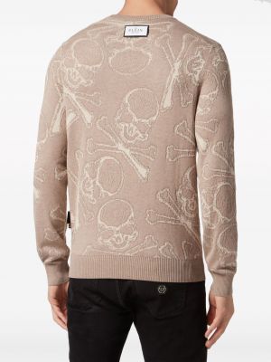Sweter żakardowy Philipp Plein beżowy