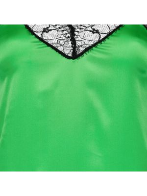 Vestido midi de raso de encaje Ami Paris verde