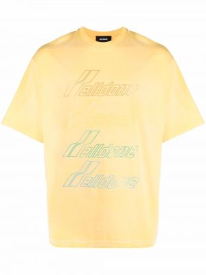 Raštuotas medvilninis marškinėliai We11done geltona
