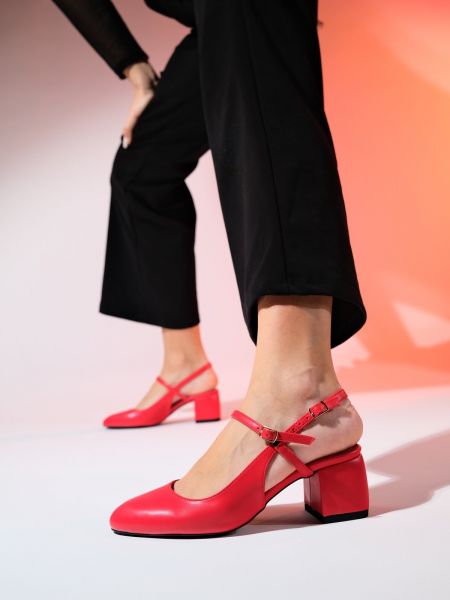 Chunky tipa kurpes ar izgriezumu muguras daļā ar papēžiem Luvishoes sarkans