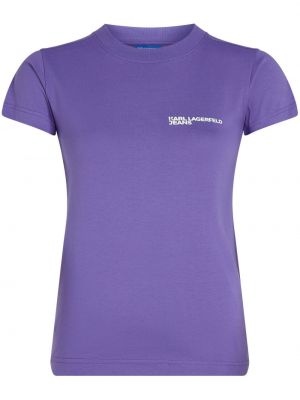 Kokvilnas t-krekls ar apdruku Karl Lagerfeld Jeans violets