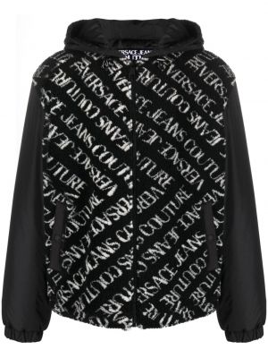 Raštuotas medvilninis džemperis su gobtuvu Versace Jeans Couture juoda