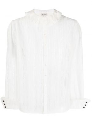Прозрачна риза с дантела Saint Laurent бяло