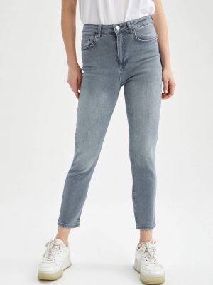 Slim fit priliehavé skinny fit džínsy s vysokým pásom Defacto sivá