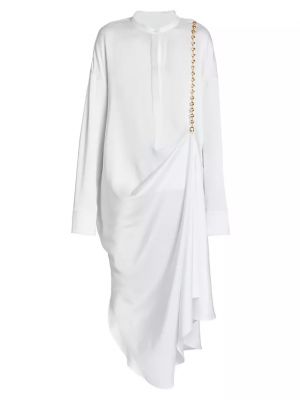 Белое шелковое платье миди Loewe