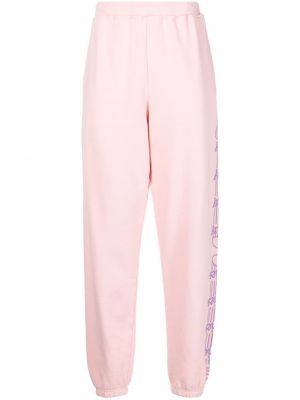 Спортни панталони с принт от джърси Aries розово