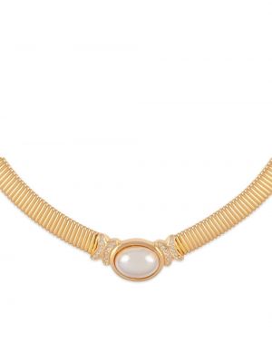 Náhrdelník s perlami s hadím vzorem Christian Dior zlatý