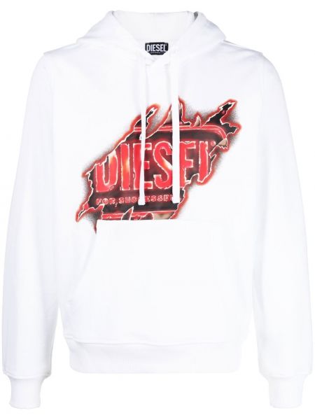 Zerrissener hoodie mit print Diesel weiß